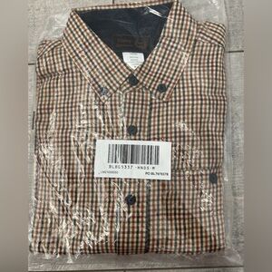 NEW Men’s Victory Sportswear Casual Button Down Shirt Medium Brown 100% Cotton